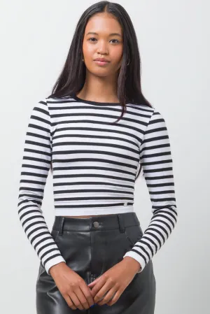 Stripe Seamless Long Sleeve Top White And Black,women t-shirt cotton,women t-shirt top,boutique women's clothing