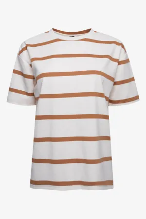 Stripe Short Sleeve Oversized T-Shirt White,women t-shirt cotton,women t-shirt top,boutique women's clothing