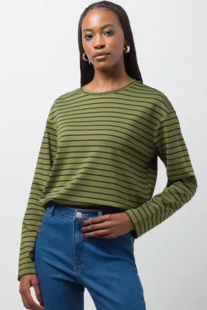 Stripe Top Green,women t-shirt cotton,women t-shirt top,boutique women's clothing