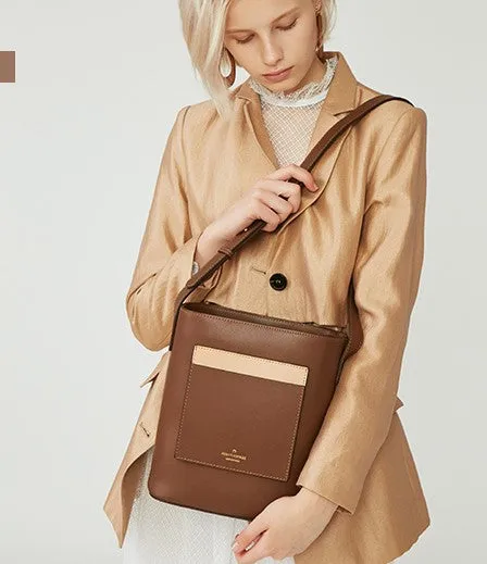 Stylish Leather Green Coffee Womens Bucket Purse Crossbody Bag Barrel Shoulder Bag for Women