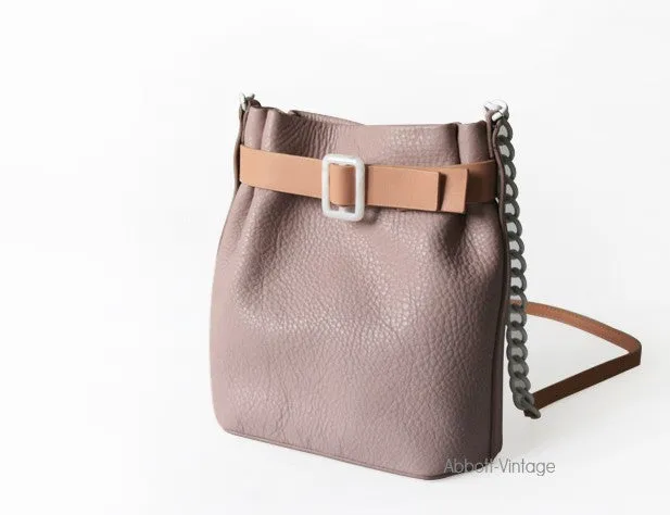 Stylish Leather Pink Chain Womens Bucket Purse Crossbody Bag Barrel Shoulder Bag for Women
