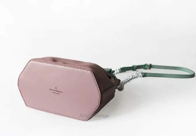 Stylish Leather Pink Chain Womens Bucket Purse Crossbody Bag Barrel Shoulder Bag for Women