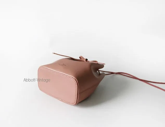 Stylish Leather Pink Womens Bucket Purse Crossbody Bag Barrel Shoulder Bag for Women
