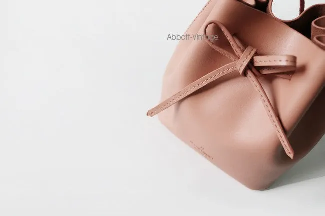 Stylish Leather Pink Womens Bucket Purse Crossbody Bag Barrel Shoulder Bag for Women