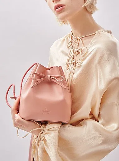Stylish Leather Pink Womens Bucket Purse Crossbody Bag Barrel Shoulder Bag for Women