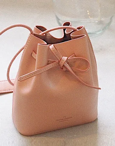 Stylish Leather Pink Womens Bucket Purse Crossbody Bag Barrel Shoulder Bag for Women