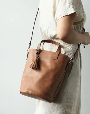 Stylish LEATHER WOMEN Large Bucket Handbag Barrel SHOULDER BAG Crossbody Purse FOR WOMEN cheap online