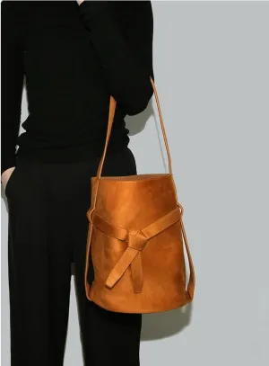 Suede Women's Bucket Bag in a Laid-back Style | Large Tote Bag for Commuting, Vintage Bucket bag in genuine leather bucket bags for sale