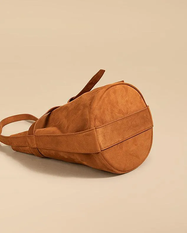 Suede Women's Bucket Bag in a Laid-back Style | Large Tote Bag for Commuting, Vintage Bucket bag in genuine leather