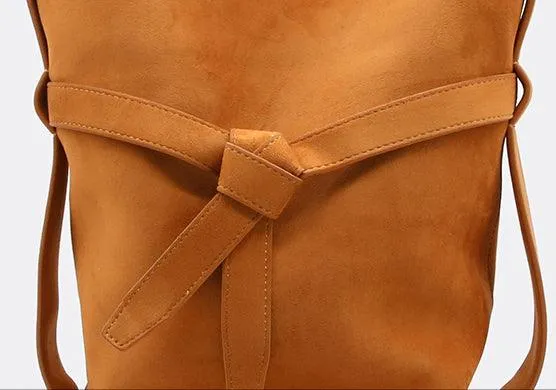 Suede Women's Bucket Bag in a Laid-back Style | Large Tote Bag for Commuting, Vintage Bucket bag in genuine leather