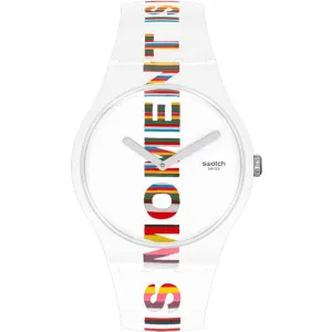 Swatch Men's Watch - Time's Magic Quartz White Dial Rubber Strap | SUOZ330 