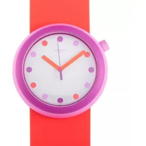Swatch Women's Watch - Popalicious Quartz White Dial Orange Silicone Strap | PNP100 Luxury Quartz Watch Quartz Watch Sale