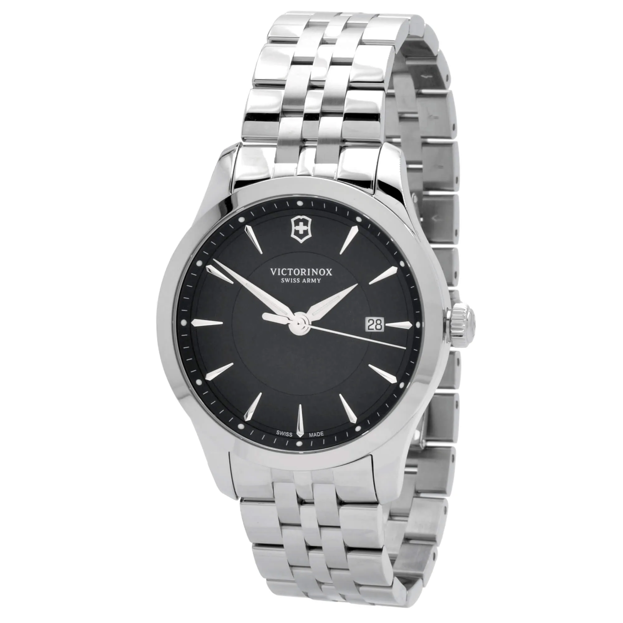 Swiss Army Men's Bracelet Watch - Alliance Black Dial Stainless Steel | 241801 Luxury Quartz Watch Quartz Watch Sale