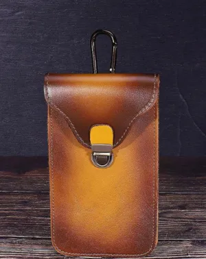 Tan Leather Cell Phone Holster Mens Belt Pouches Waist Bags BELT BAG Belt Holster For Men Tan