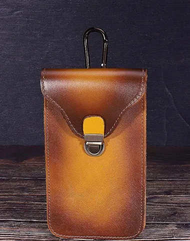 Tan Leather Cell Phone Holster Mens Belt Pouches Waist Bags BELT BAG Belt Holster For Men Tan