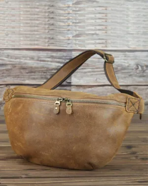 Tan Leather Fanny Pack Men's Brown Chest Bag Hip Bag Bum Bag Waist Bags For Men Tan