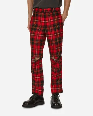 Tartan Knee Buckle Detail Pants Red Men's sweatshirt
