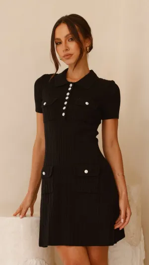 Taylah Collared Mini Dress - Black,prom dresses,wedding guest dresses,homecoming dresses,bridesmaid dresses,cocktail dresses,women clothing,summer dresses,formal dresses,sundresses,mother of the bride dresses,quince clothing,bodycon dress,dress casual,dres