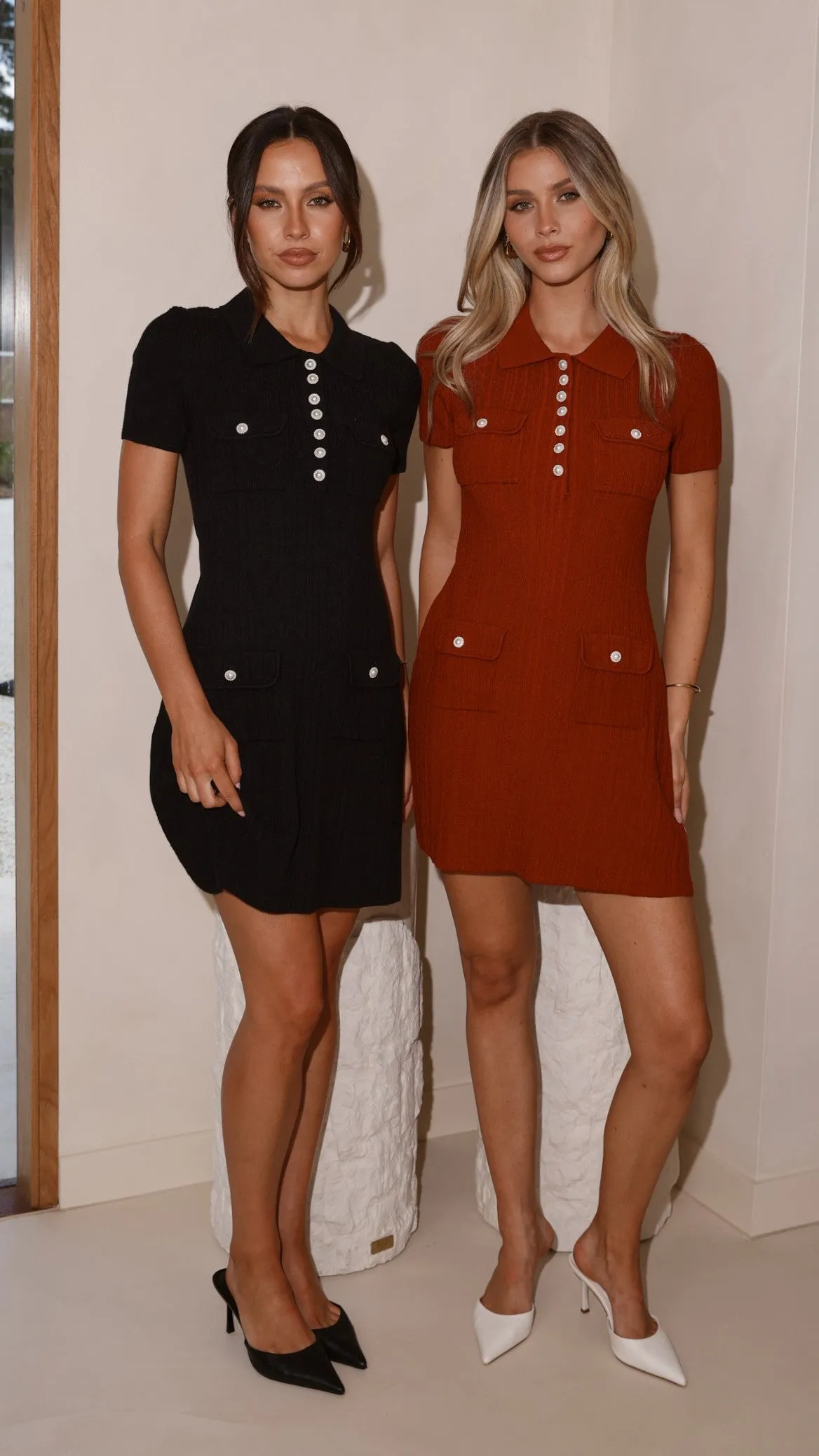 Taylah Collared Mini Dress - Black
