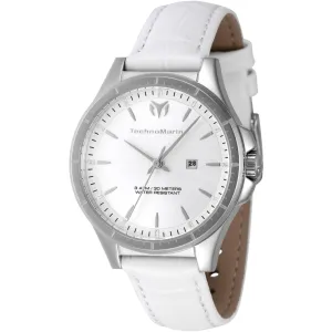 Technomarine Women's Watch - MoonSun Quartz Silver Tone Dial White Strap | TM-822039 Luxury Quartz Watch Quartz Watch Sale
