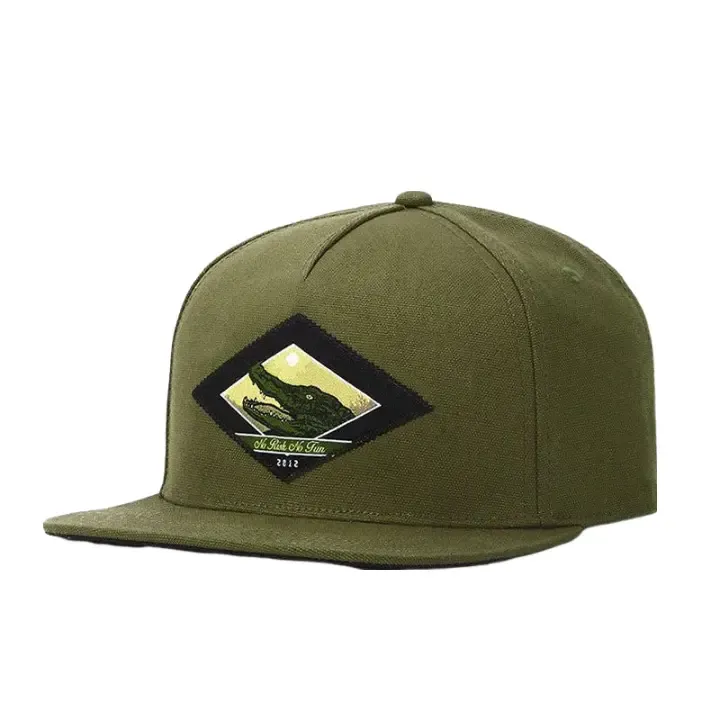 The Crocodile Green Snapback Cap boater hat with bow in beach sunlight