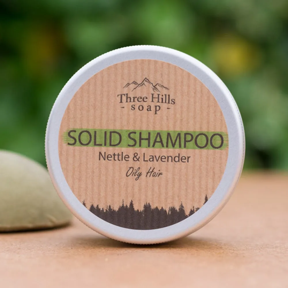 Three Hills Soap Solid Shampoo for Oily Hair - Nettle and Lavender 