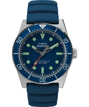Timex Deepwater Reef 200M 41mm Blue Rubber Strap Watch TW2W74600 