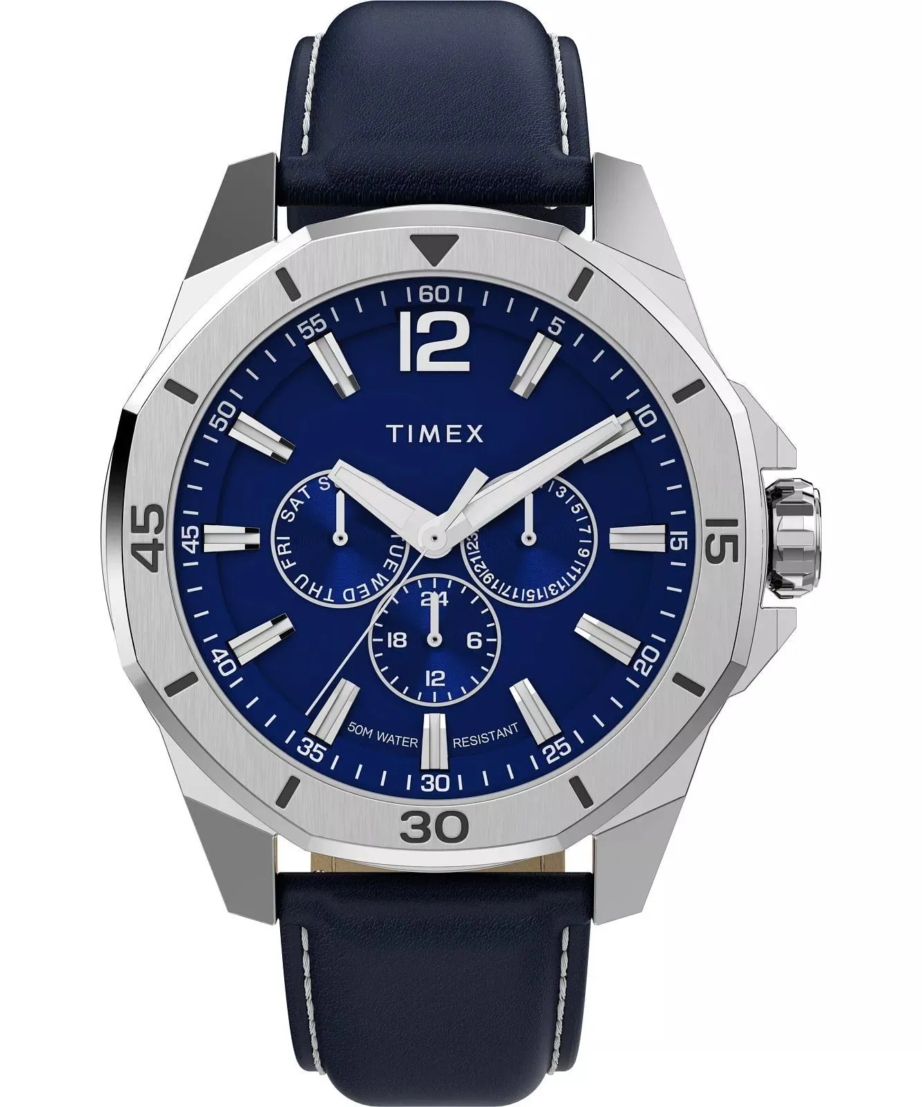 Timex Essex Multifunction 44mm Blue Leather Strap and Dial Watch TW2W80200 