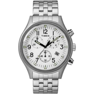 Timex Men's Chronograph Watch - MK1 White Dial Silver Tone Bracelet | TW2R68900VQ Luxury Quartz Watch Quartz Watch Sale