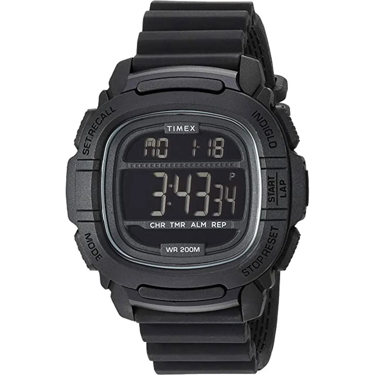 Timex Men's Watch - Command Alarm Black Silicone Strap Digital Dial | TW5M26100JT 