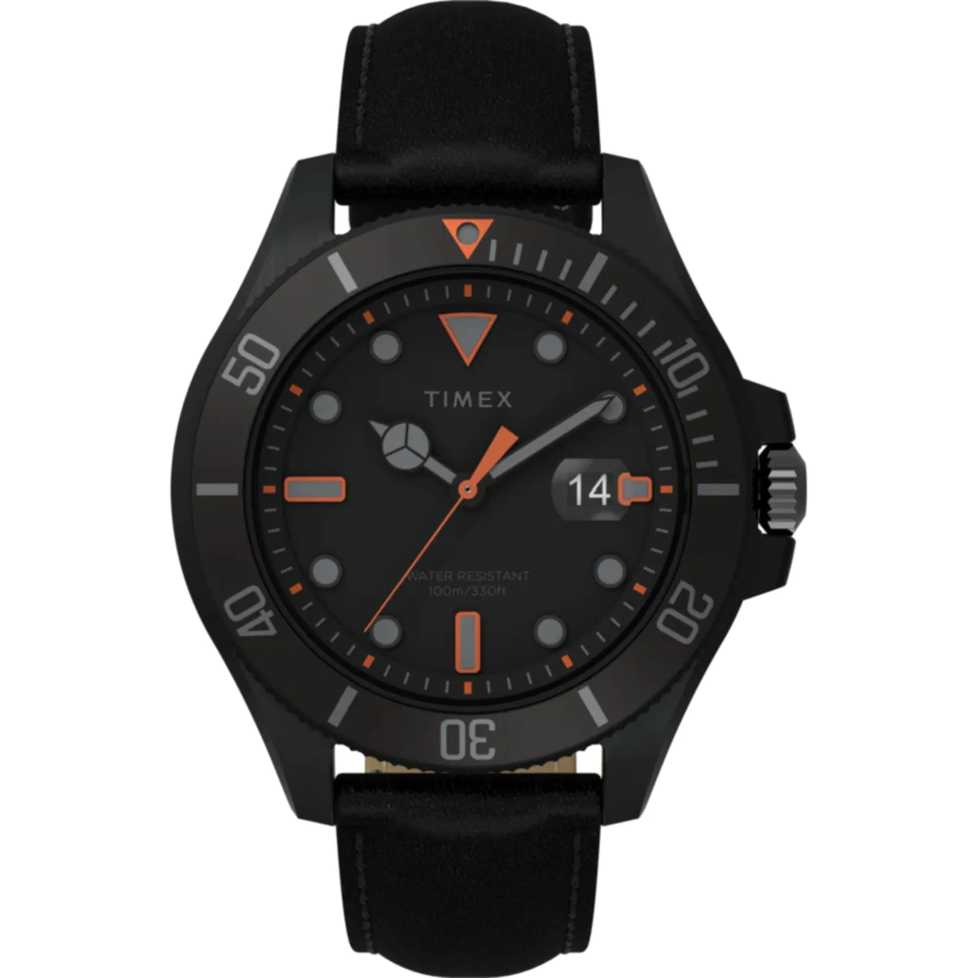 Timex Men's Watch - Harborside Coast GMT Quartz Black Dial Leather Strap | TW2V42300 Luxury Quartz Watch Quartz Watch Sale