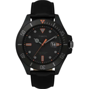 Timex Men's Watch - Harborside Coast GMT Quartz Black Dial Leather Strap | TW2V42300 Luxury Quartz Watch Quartz Watch Sale