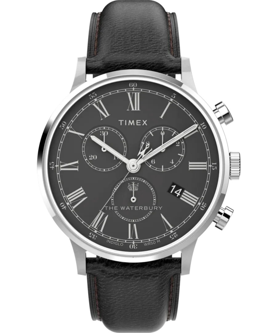 Timex Waterbury Classic Chronograph 40mm Leather Strap Men's Watch TW2U88300 