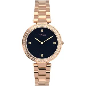 Timex Women's Watch - Trend Crystal Bezel Blue Dial Rose Gold Bracelet | TW2V24600 Luxury Quartz Watch Quartz Watch Sale