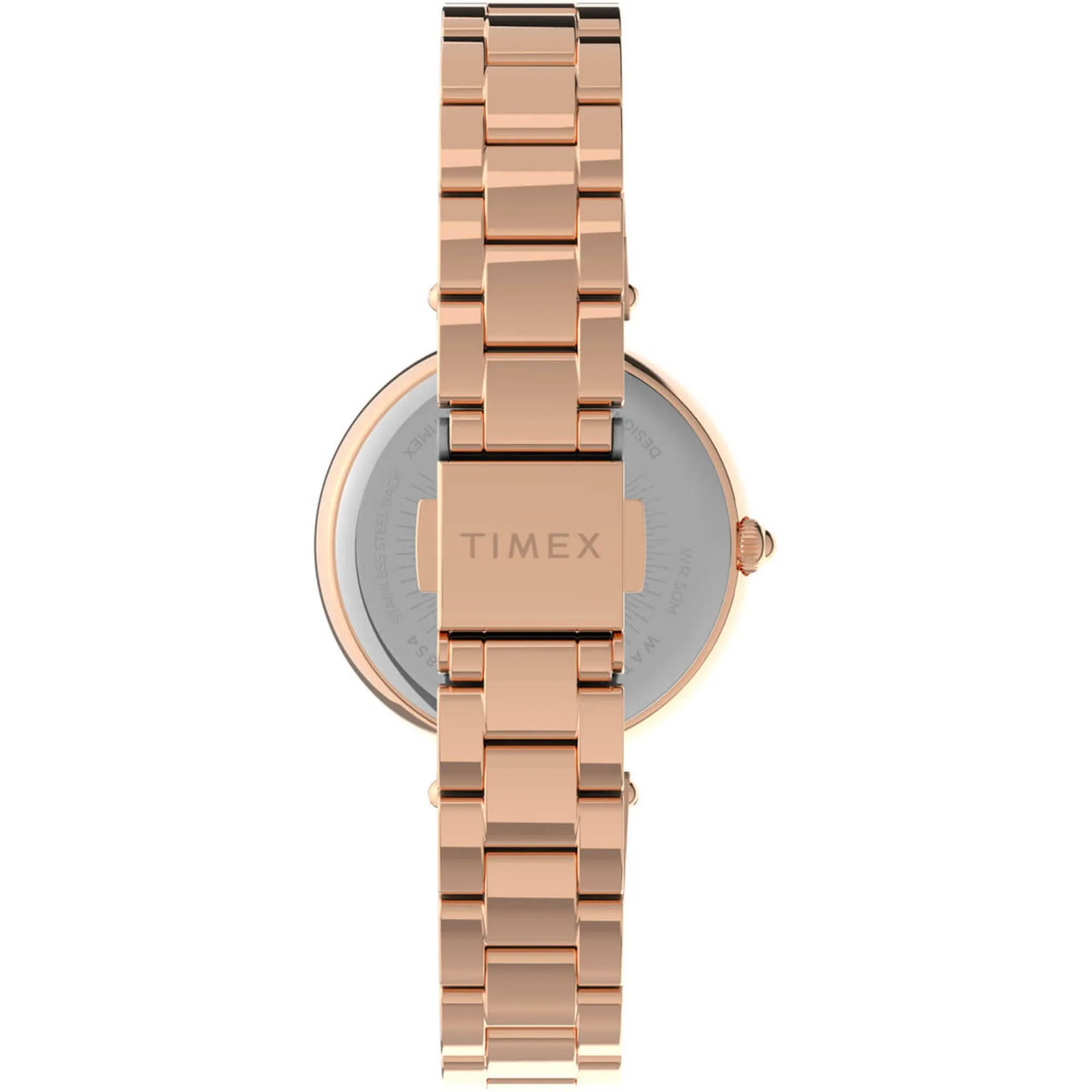 Timex Women's Watch - Trend Crystal Bezel Blue Dial Rose Gold Bracelet | TW2V24600