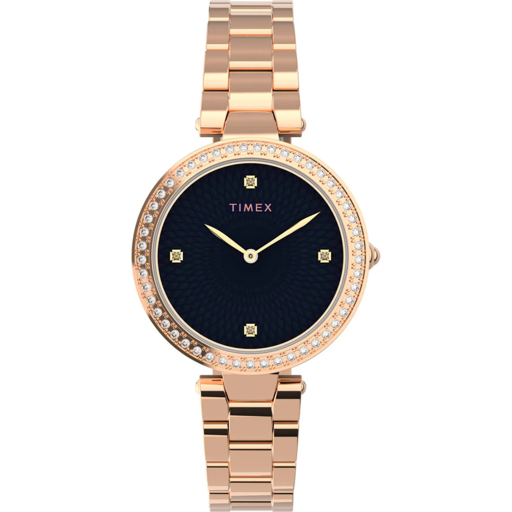 Timex Women's Watch - Trend Crystal Bezel Blue Dial Rose Gold Bracelet | TW2V24600 Luxury Quartz Watch Quartz Watch Sale