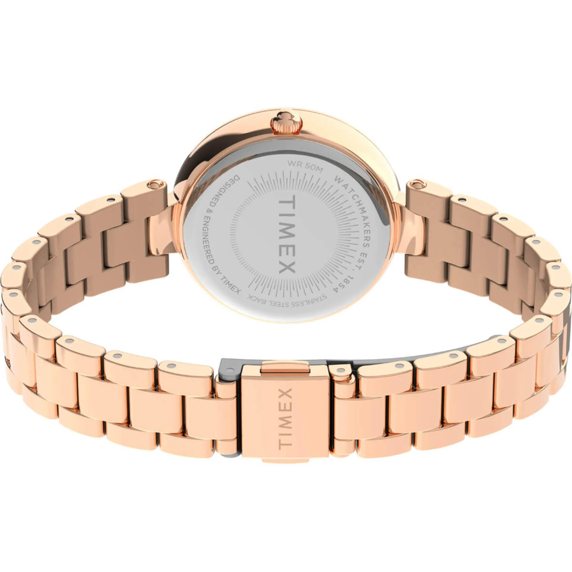 Timex Women's Watch - Trend Crystal Bezel Blue Dial Rose Gold Bracelet | TW2V24600