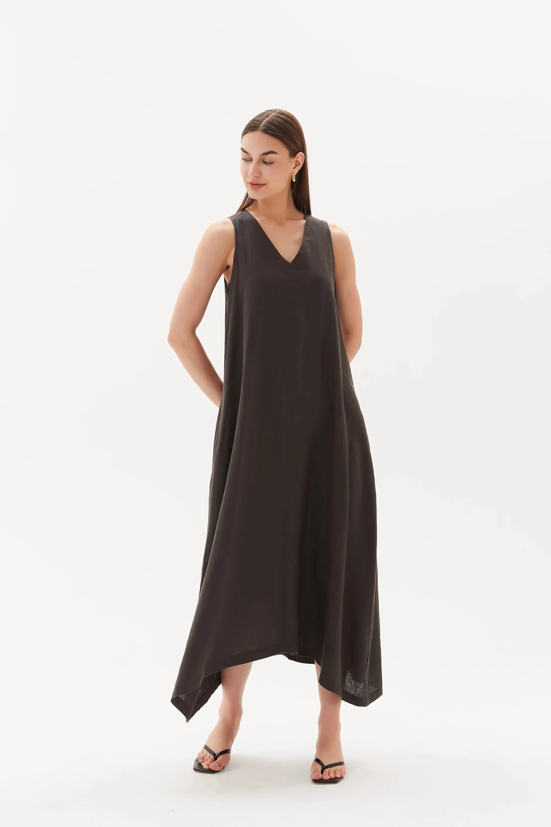 Tirelli - 23D3224 Easy Sleeveless Midi Dress