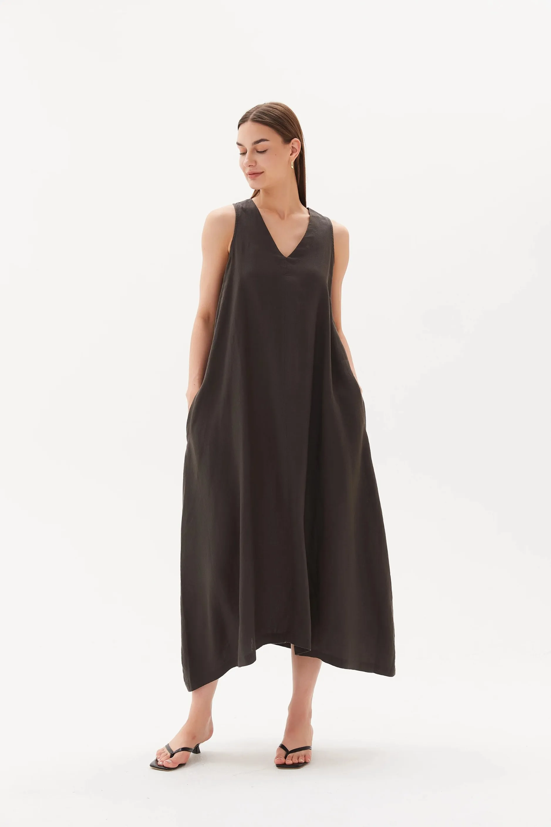 Tirelli - 23D3224 Easy Sleeveless Midi Dress
