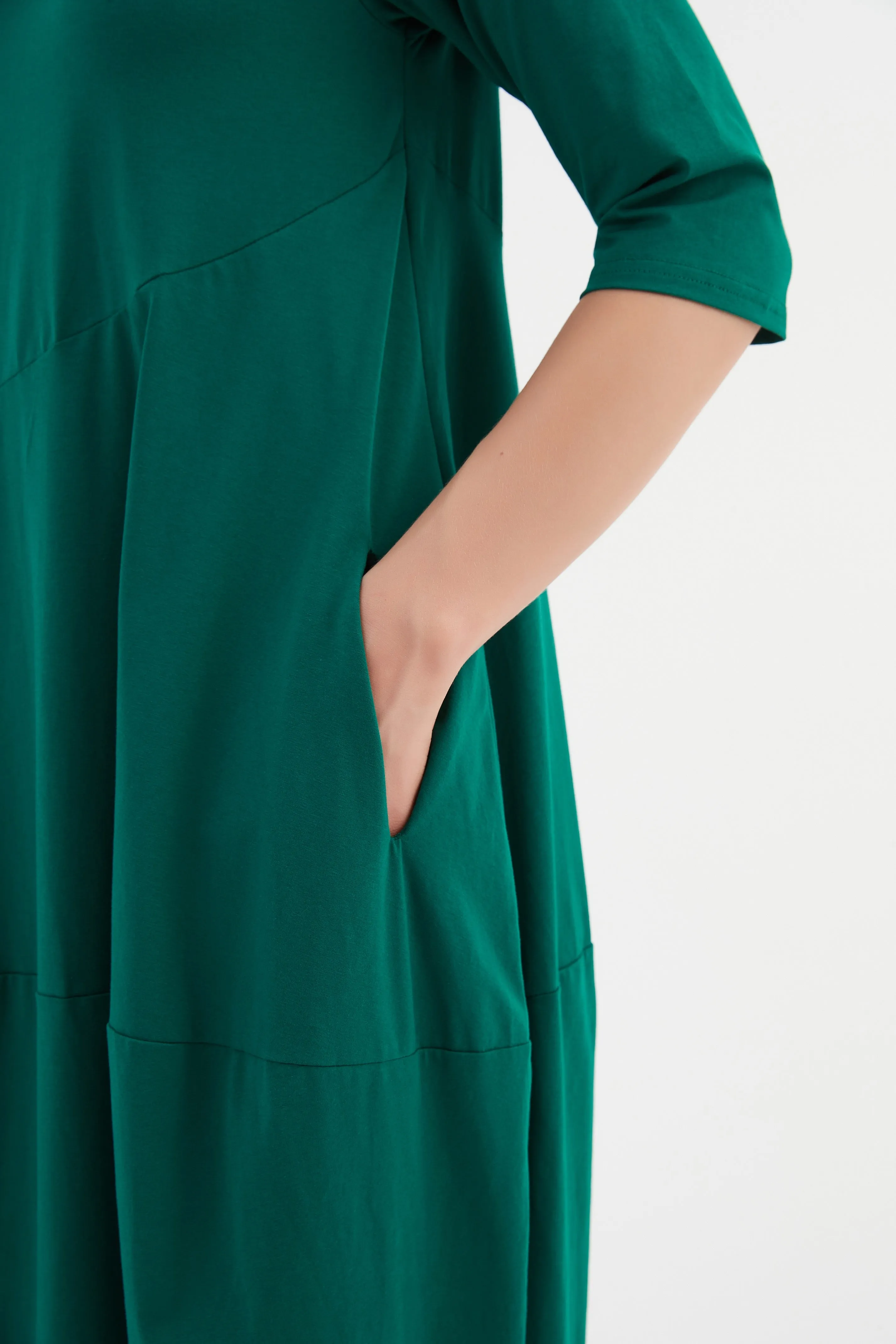 Tirelli - 24D3512 V Neck Diagonal Seam Dress