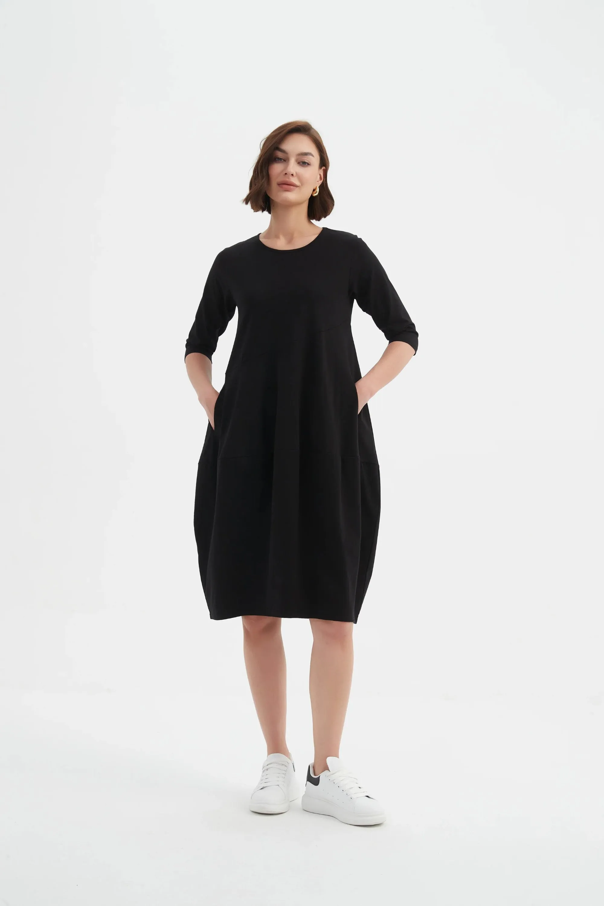 Tirelli - 25D3611 Diagonal Seam Winter Dress