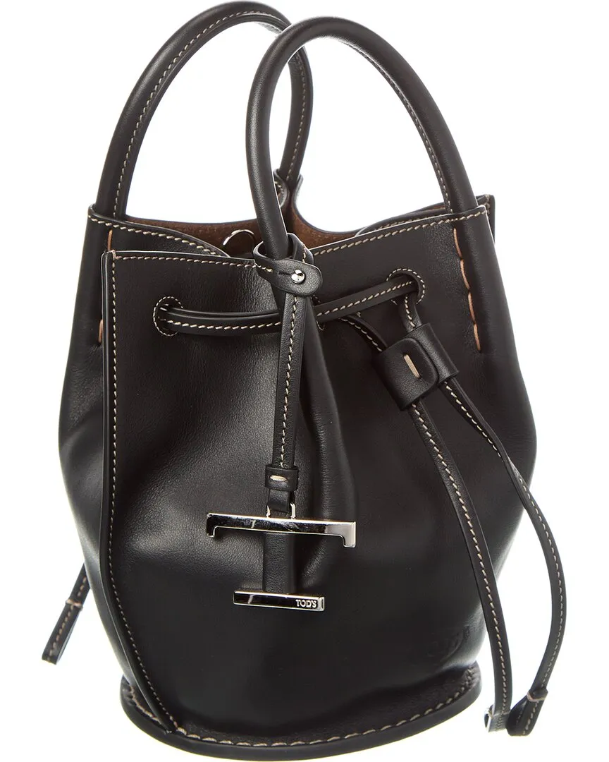 TOD??s Logo Mini Leather Bucket Bag