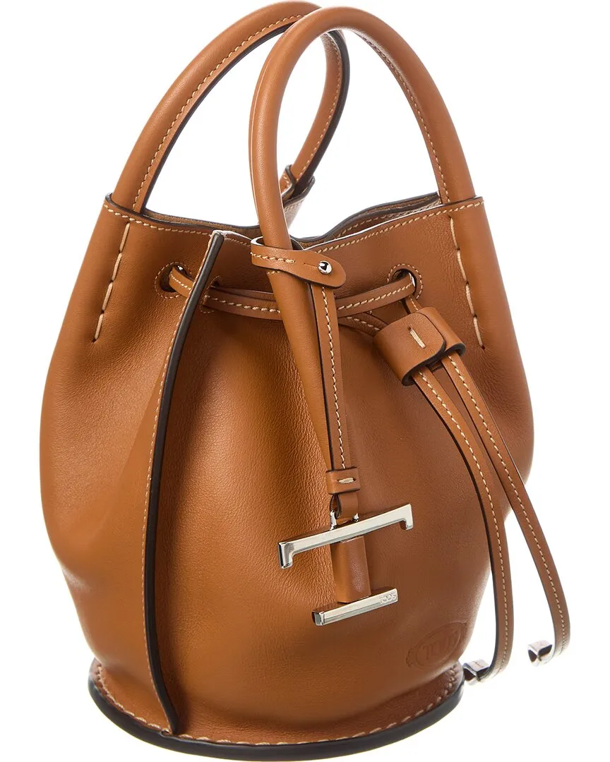 TOD??s Logo Mini Leather Bucket Bag