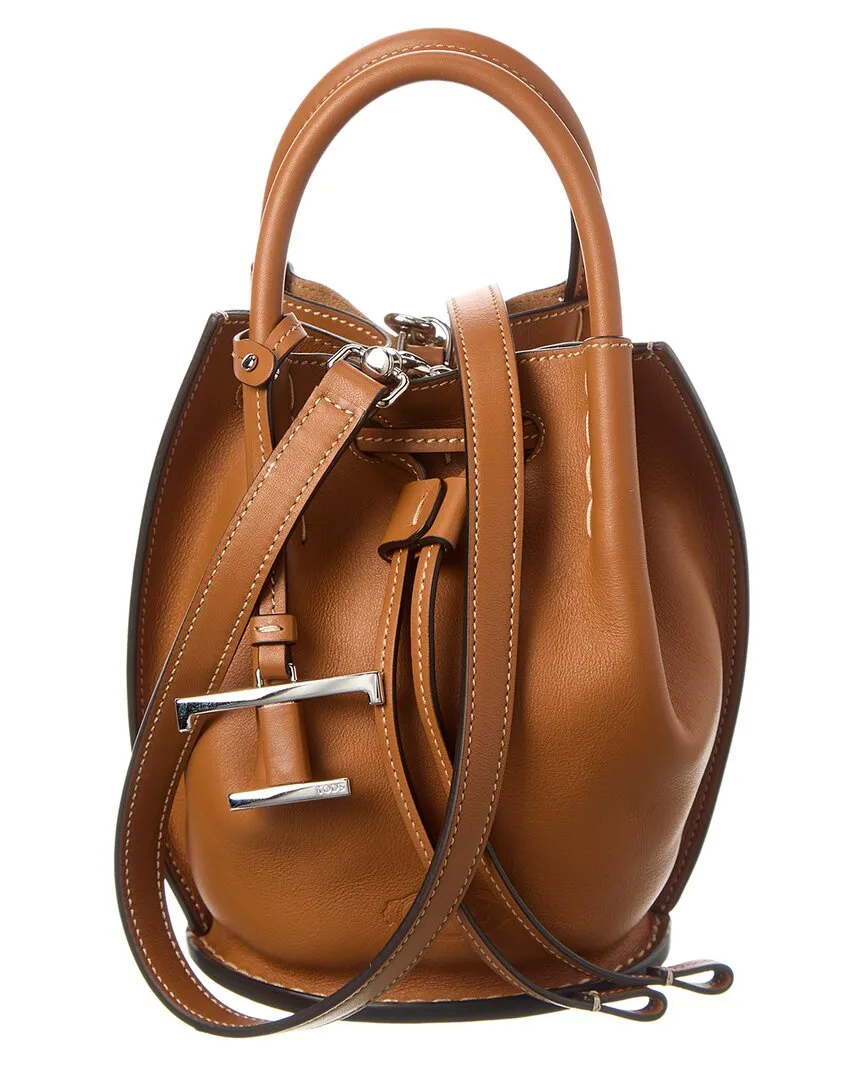 TOD??s Logo Mini Leather Bucket Bag stylish bucket bags