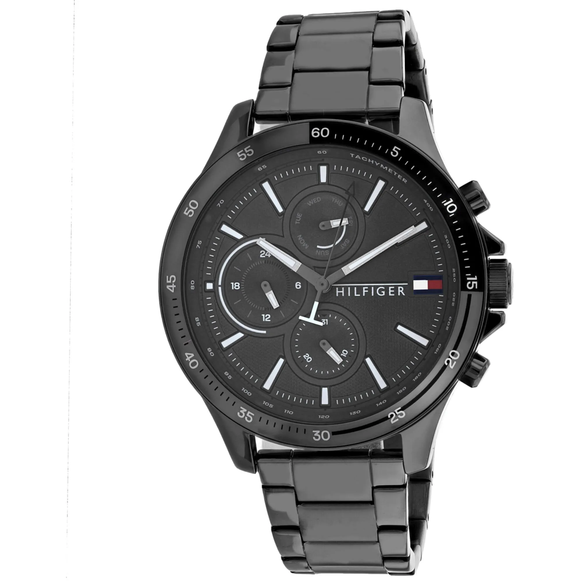 Tommy Hilfiger Men's Watch - Bank Black Plated Stainless Steel Bracelet | 1791719 