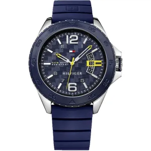 Tommy Hilfiger Men's Watch - Cody Silver Tone Case Blue Dial Rubber Strap | 1791204 