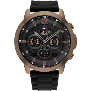 Tommy Hilfiger Men's Watch - Luca Day-Date Black Dial Silicone Rubber Strap | 1710491 Luxury Quartz Watch Quartz Watch Sale