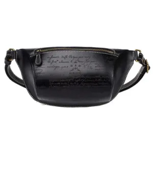 Tooled Black Leather Fanny Pack Mens Waist Bag Hip Pack Belt Bag Bumbag for Men Tan