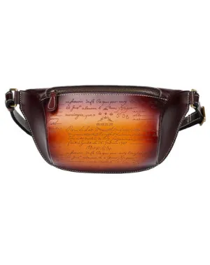 Tooled Brown Leather Fanny Pack Mens Waist Bag Hip Pack Belt Bag Bumbag for Men Tan