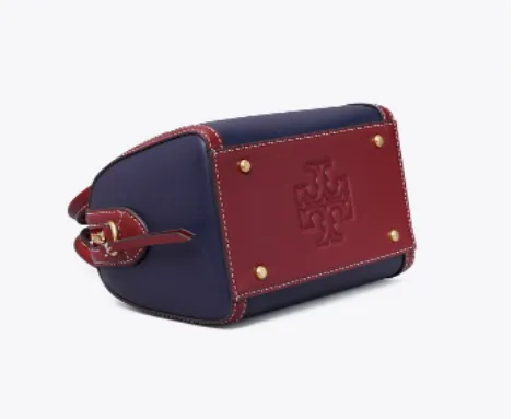 Tory Burch Monogram Two-Tone Barrel Leather Crossbody Bag